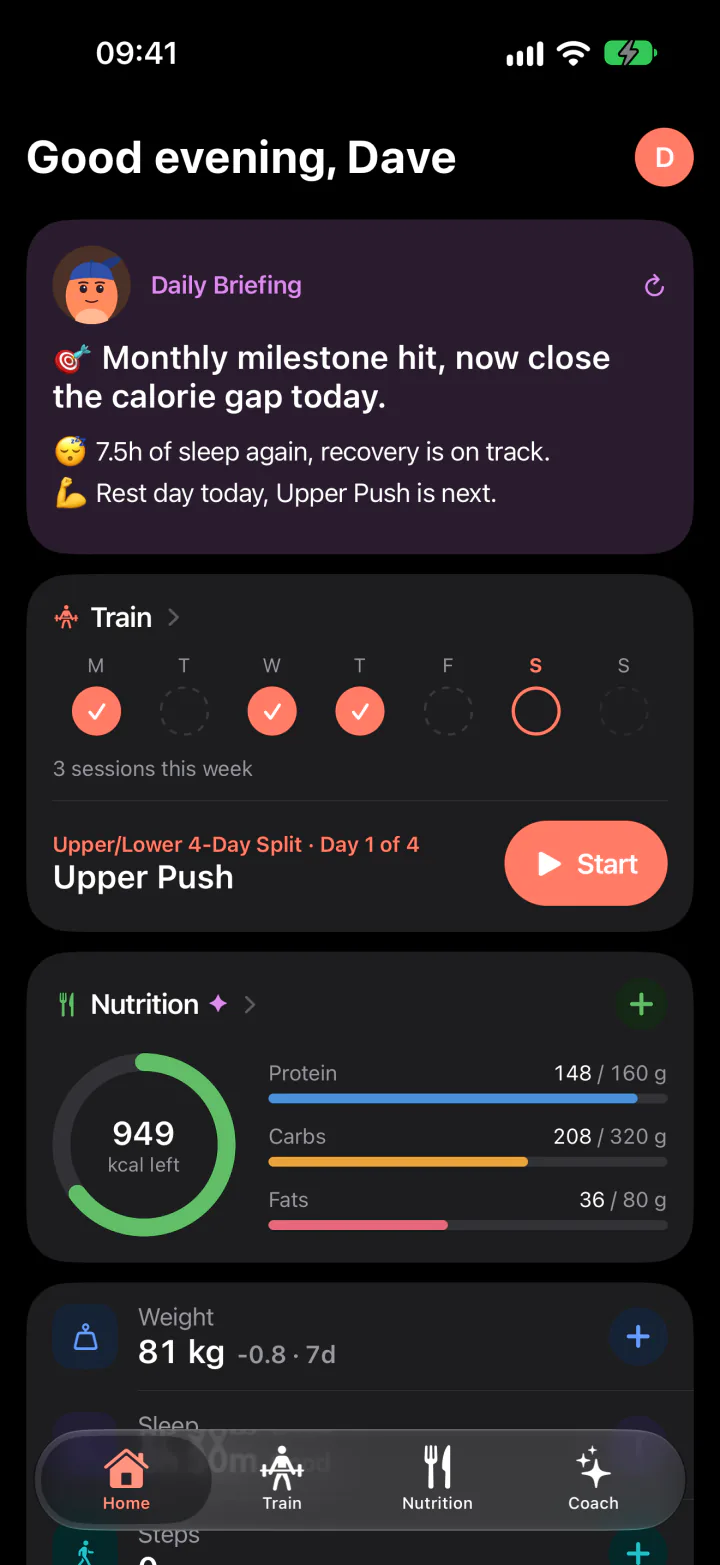 FitJur home screen on iPhone