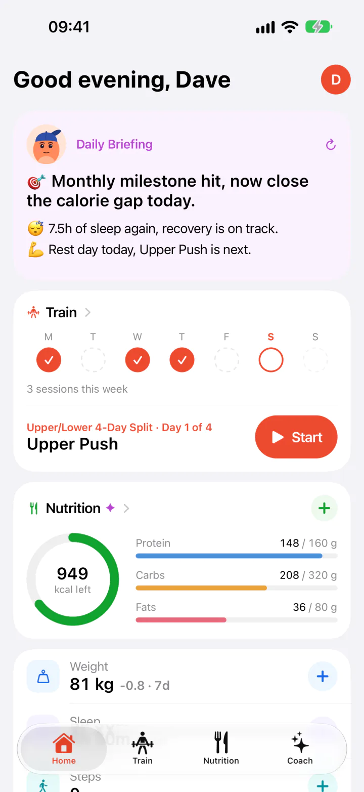 FitJur home screen on iPhone