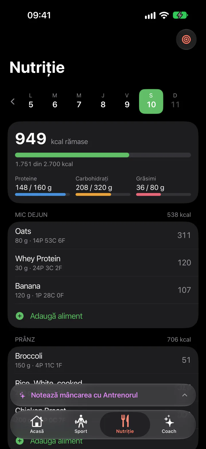 Jurnalul alimentar al zilei în aplicația FitJur