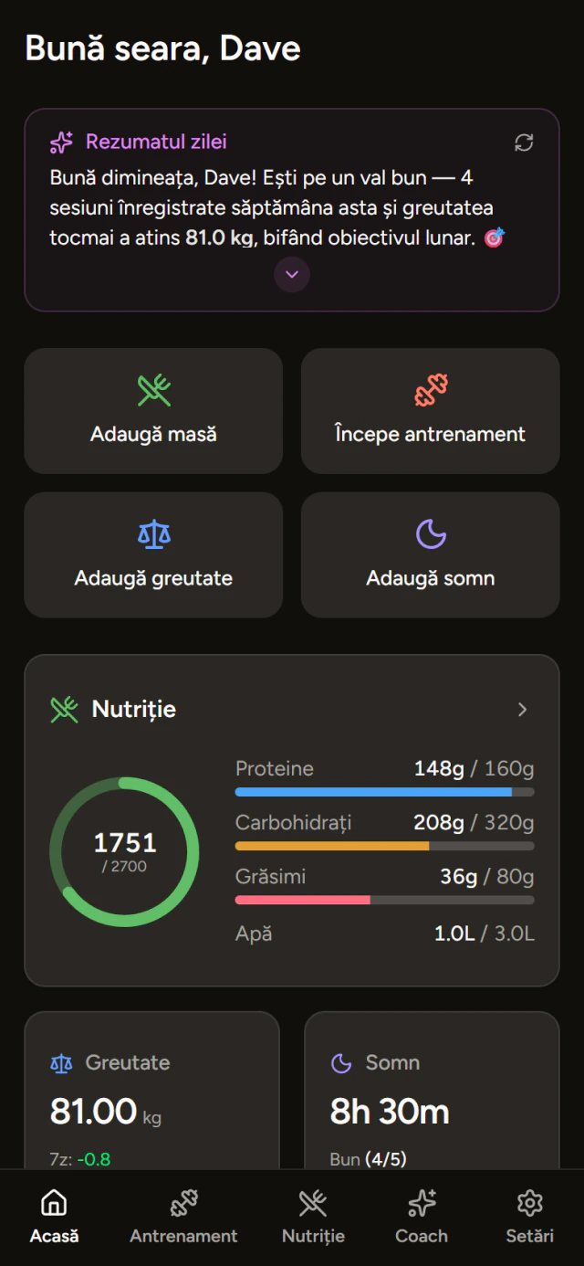 FitJur dashboard on mobile